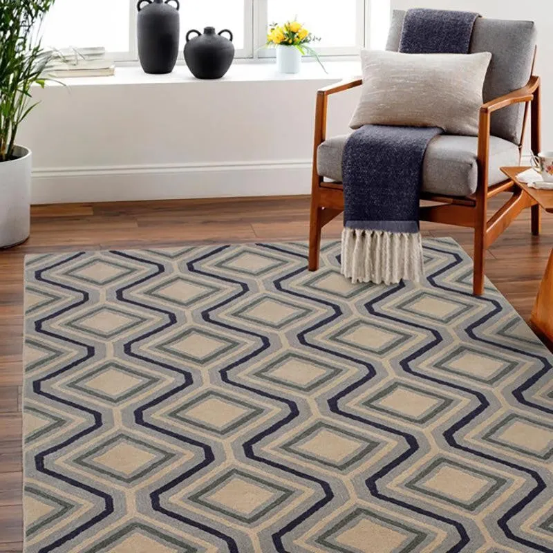 Faramir Hand Tufted Geometric Wool & Nylon Carpet - Grey media 3