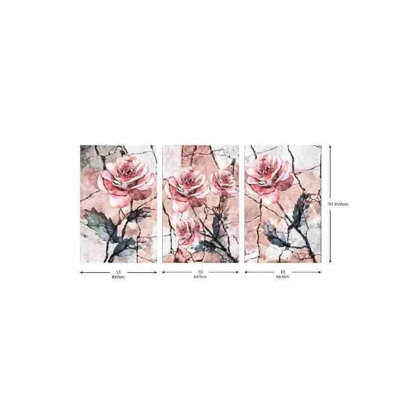 Pink Rose Poly Canvas Wall Art - Set of Three media 7