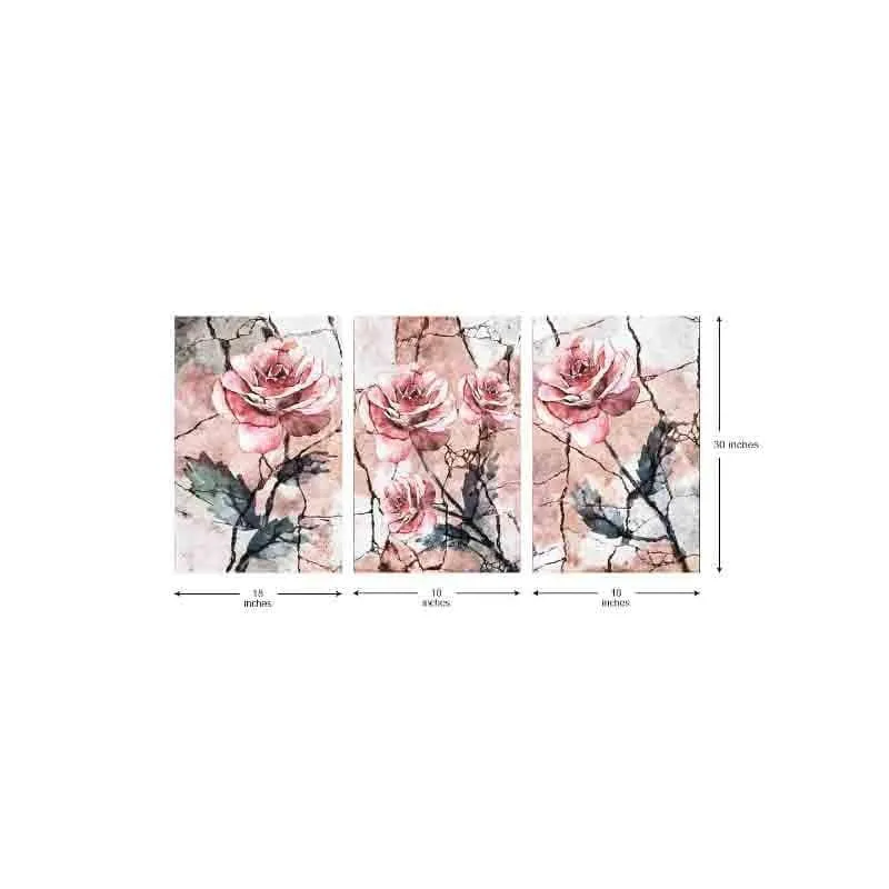 Pink Rose Poly Canvas Wall Art - Set of Three media 7