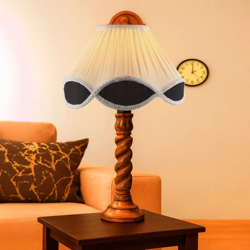 Elvane Arin Wooden Table Lamp - OffWhite media 3