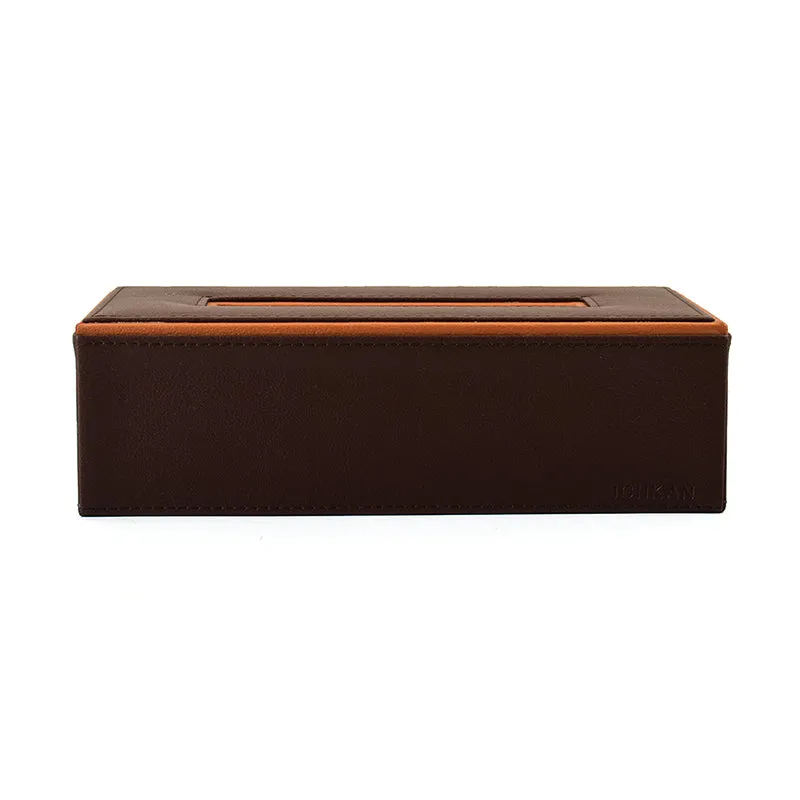 Tisca Edge Faux Leather Tissue Box - Brown media 4