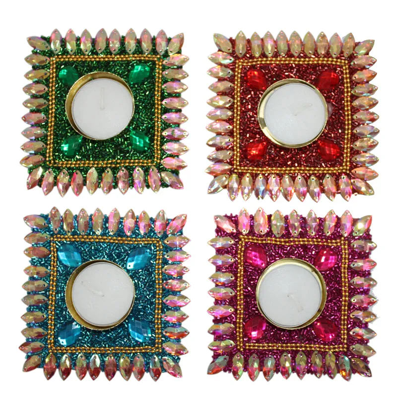 Roshna Jewelled Tea Light Holder (Square) - Set Of Four media 8