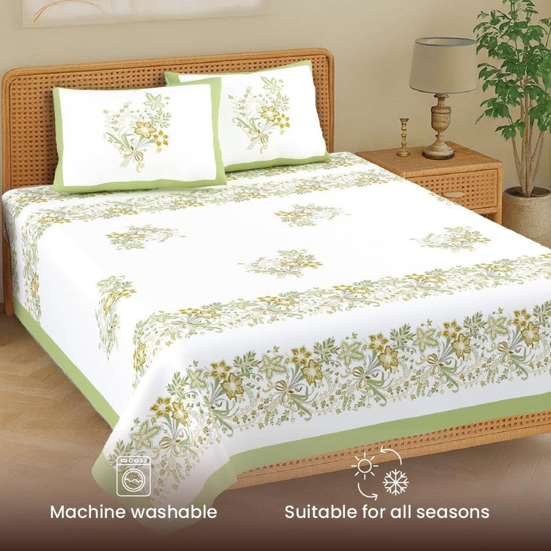 Urban Space Rangrez Aura Cotton Bedsheet (Green) - 200 TC media 5