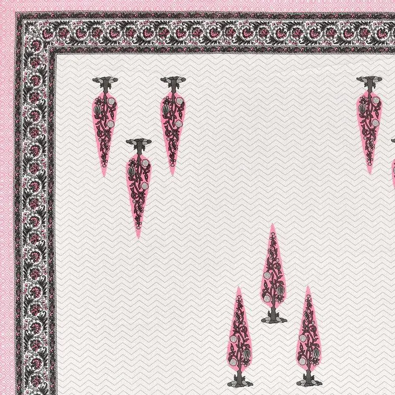 Trinakshi Printed Cotton Bedsheet (Pink) - 140 TC media 4