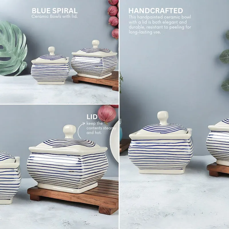 Tiare Handcrafted Jar (Blue & White/200 mL) - Set Of Two media 6