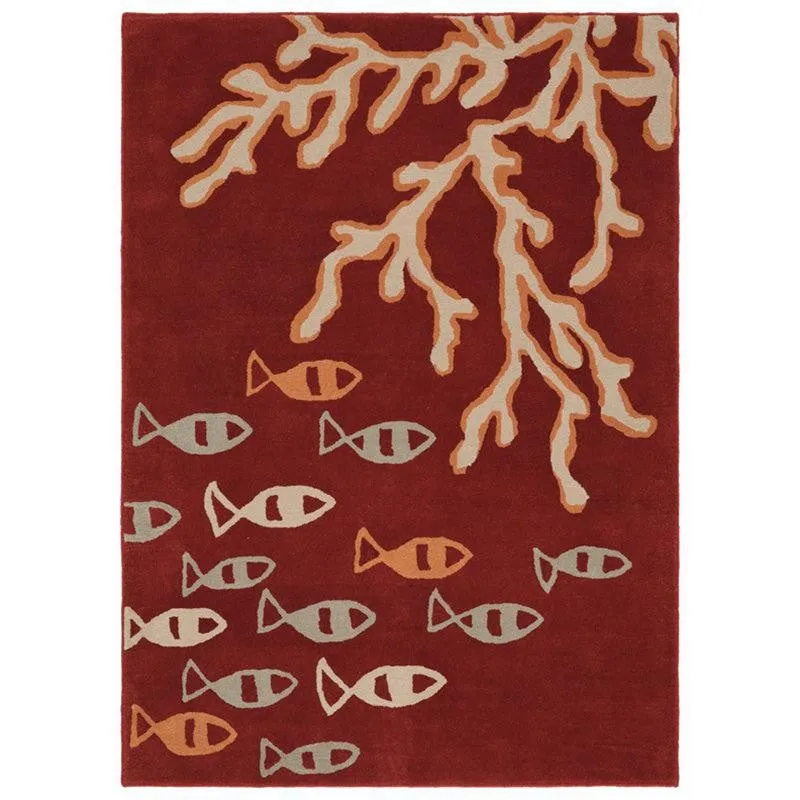 Coral Hand Tufted Cove Kids Wool & Nylon Carpet - Maroon media 1