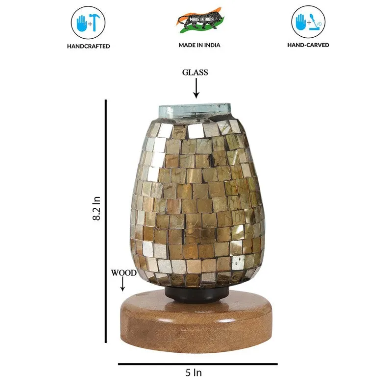 Glowling Mosaic Glass Table Lamp With Wooden Base - Multicolor media 8