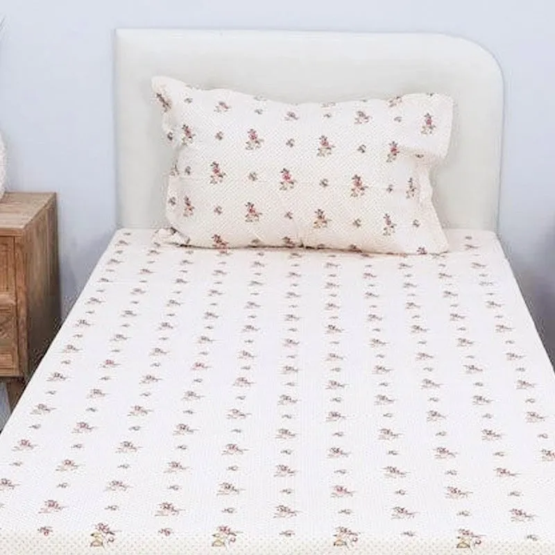 Dolores Floral Printed Cotton Bedsheet (Light Orange) - 180 TC media 4