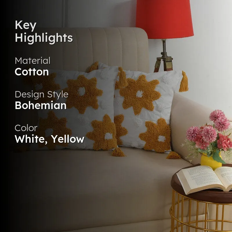 Helianthus Tufted Cotton Cushion Cover - Set Of Two media 2