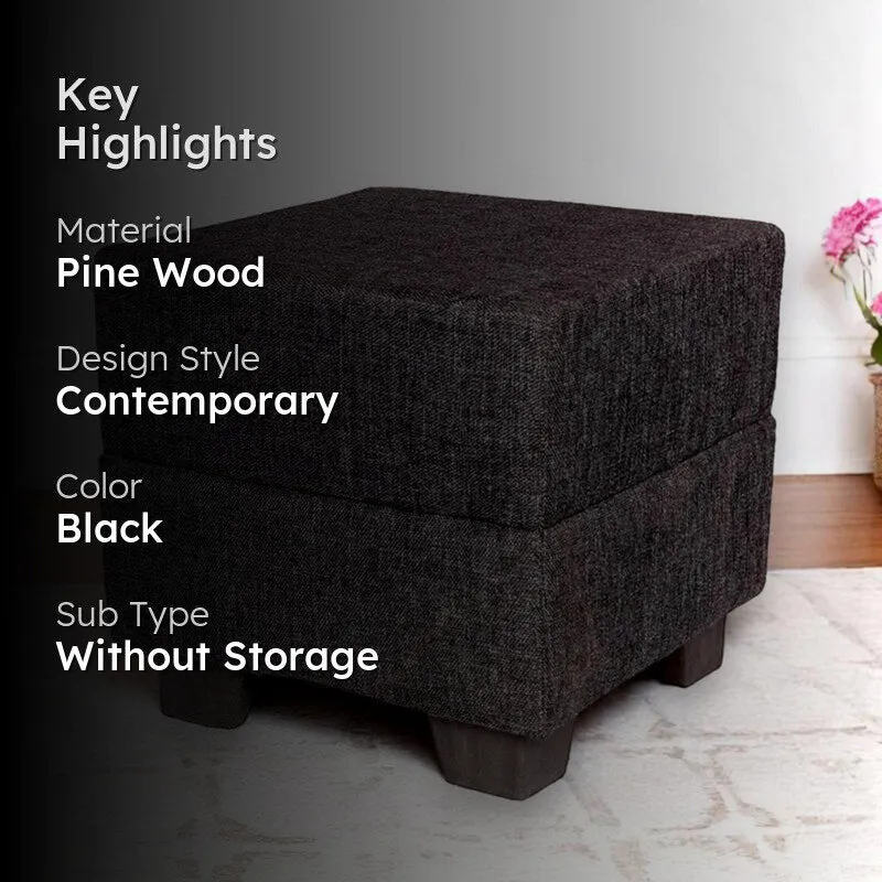 Krixon Pine Wood Pouffe - Black media 2