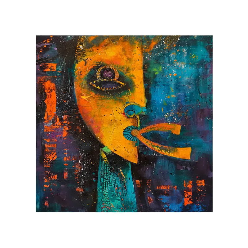 Tribal Mask Abstract Wall Painting media 5