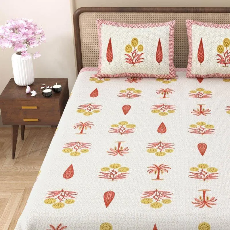 Gianni Printed Cotton Bedsheet (Pink) - 240 TC media 1