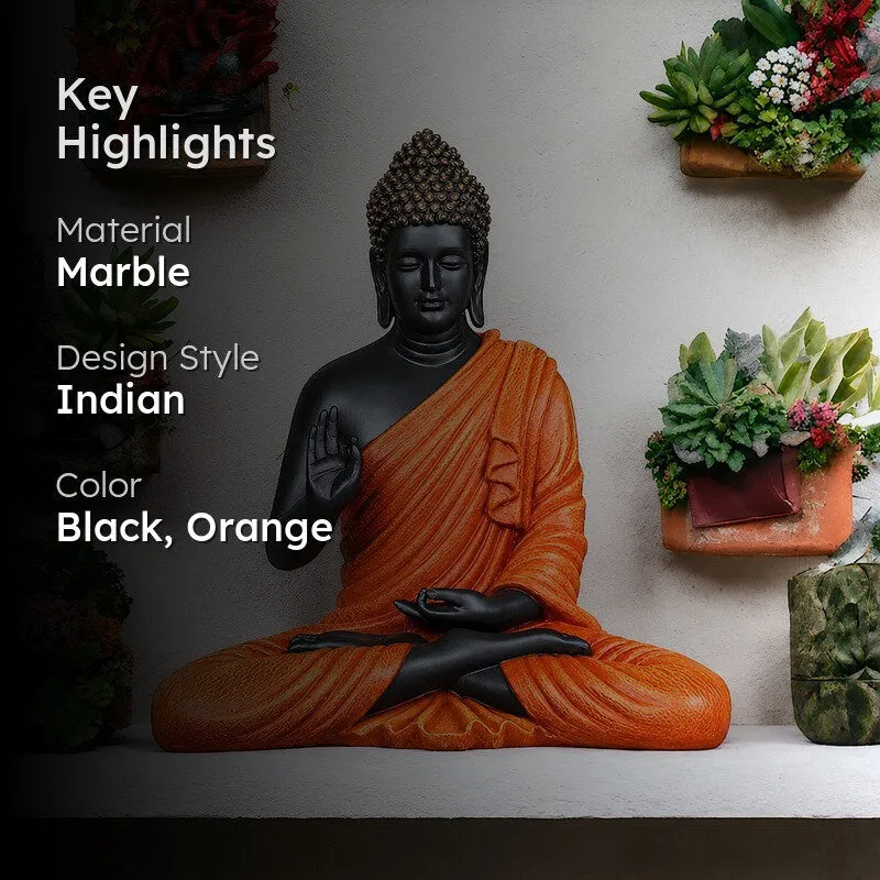 Divine Stillness Buddha Marble Idol - Orange media 2