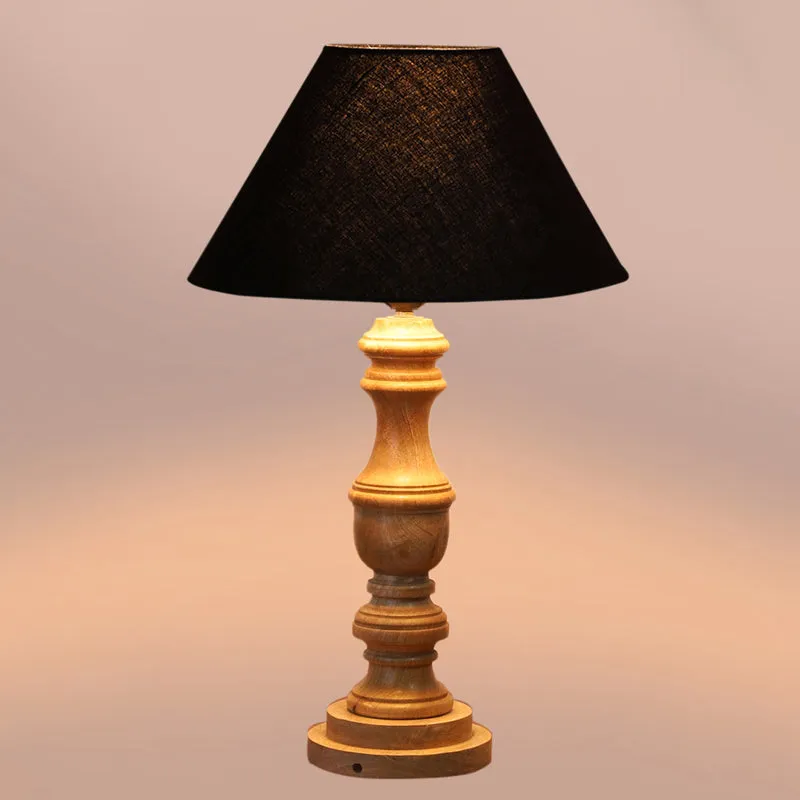 Cotin II Carve Wooden Table Lamp - Black,Brown media 4