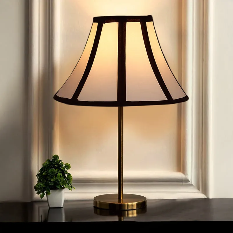 Windsor Shade Cotton & Metal Table Lamp - White,Gold media 1