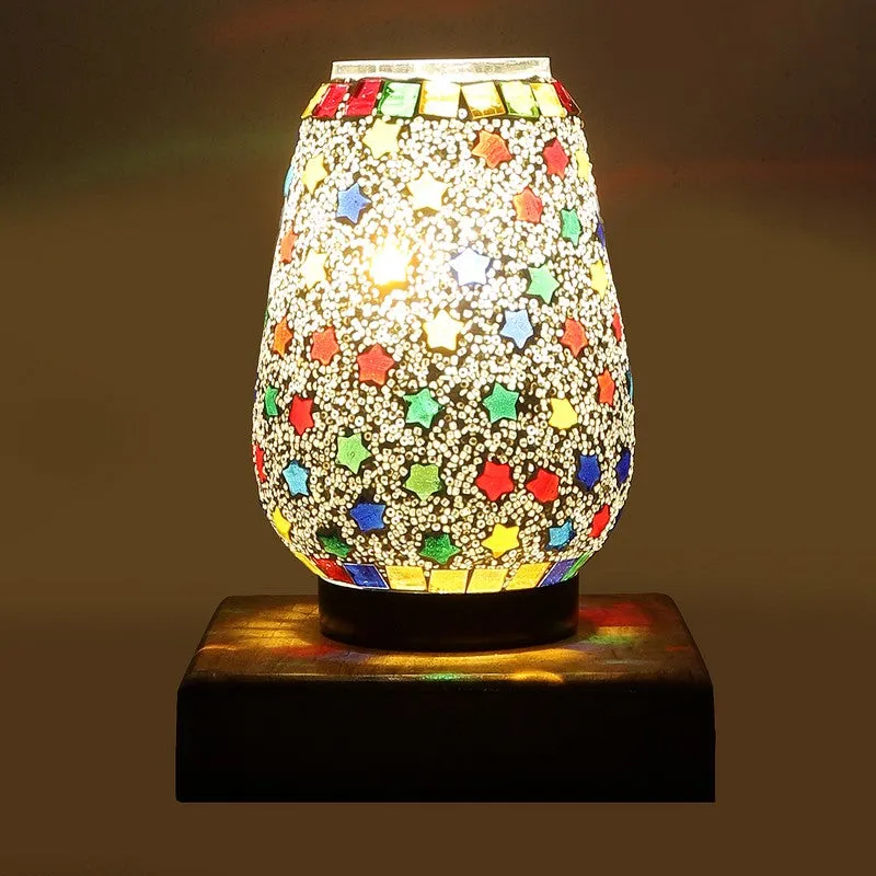 Feriona Glass Table Lamp With Wooden Base - Multicolor media 8
