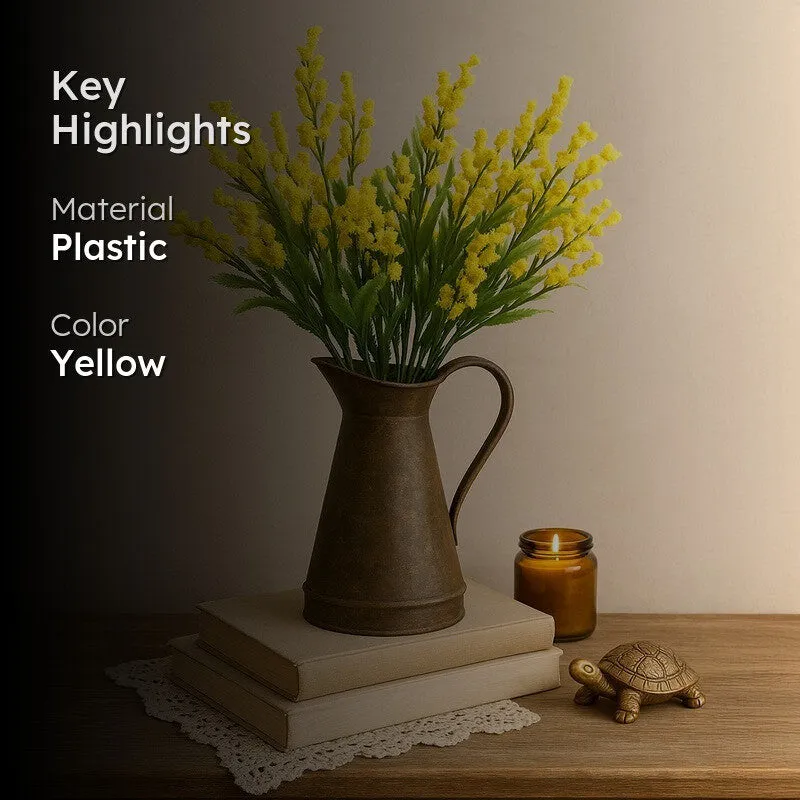 Bloom Aura (Yellow) Designer Artificial Flowers for Home - Set Of Two media 2