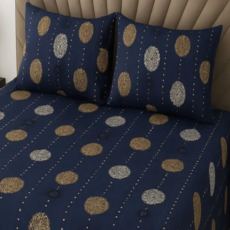 Desi Weave Cotton Bedsheets (Blue) - 400 TC media 3