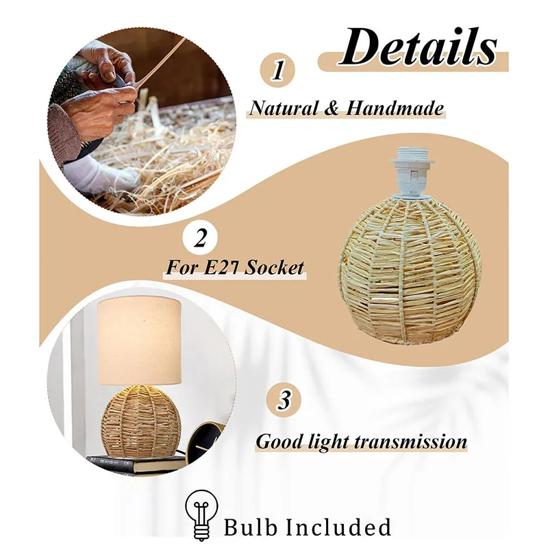 Palladian Raffia Fabric Table Lamp - Beige,Brown media 4