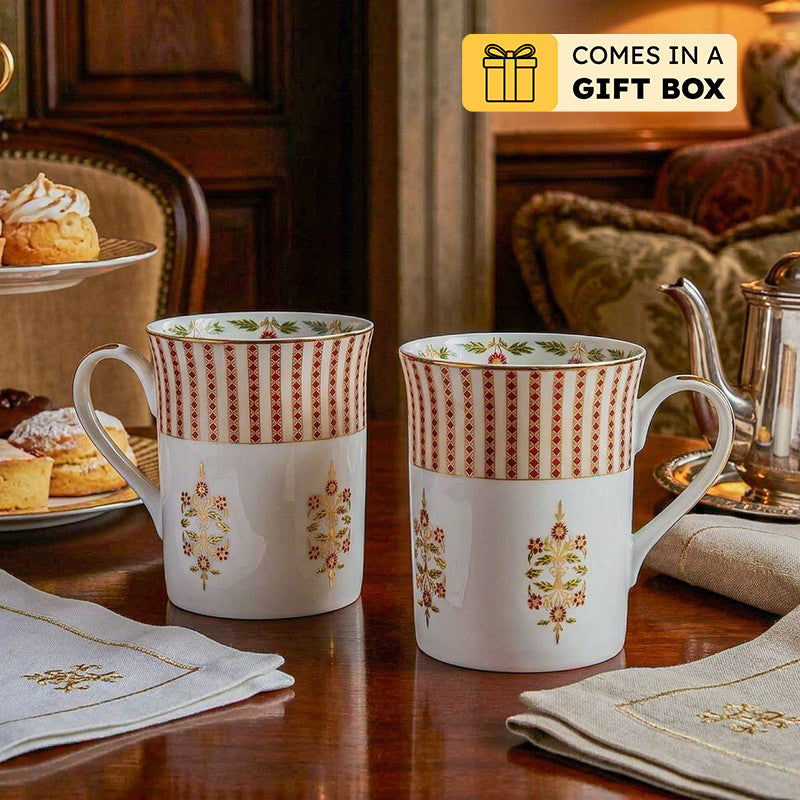 Gilded Classic 24k Gold Brushed Porcelain Coffee Mug (300 mL Each) - Set Of Four