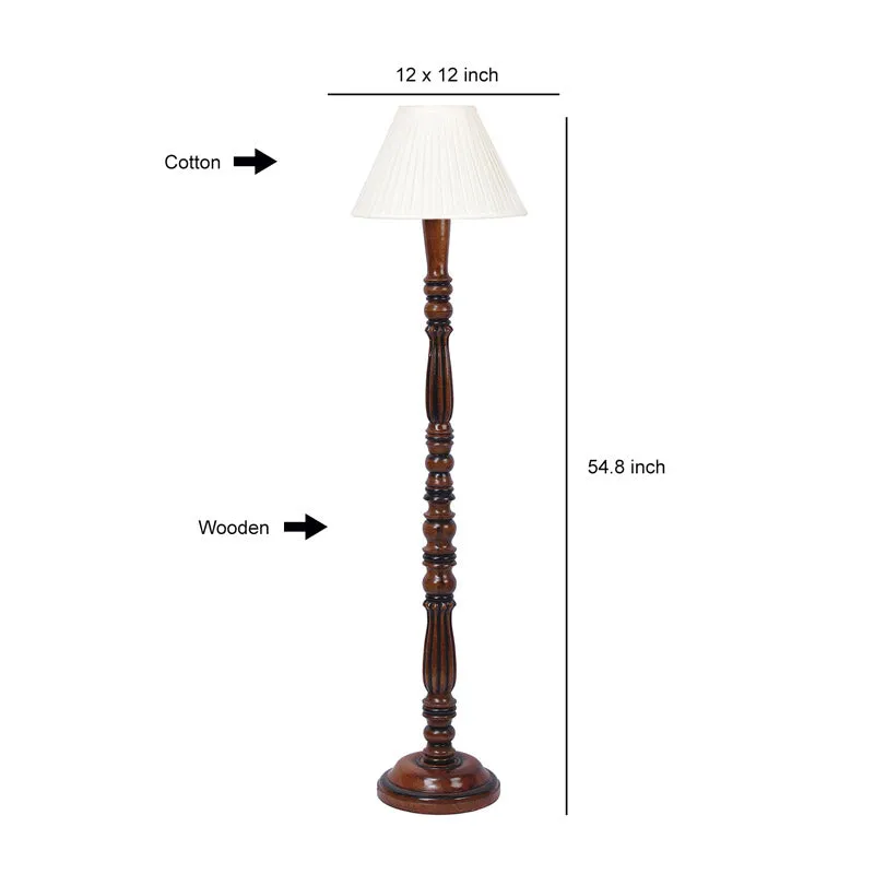 Masiya Vintage Wooden Floor Lamp With Plated Shade - Off-White media 7