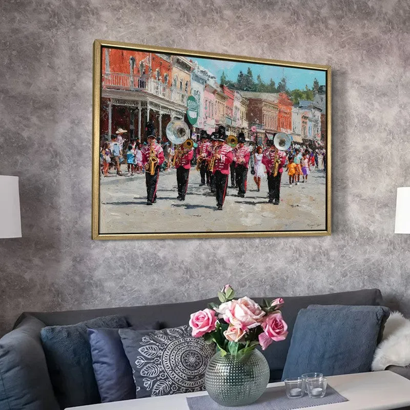 Street Brass Canvas Wall Painting With Frame media 6
