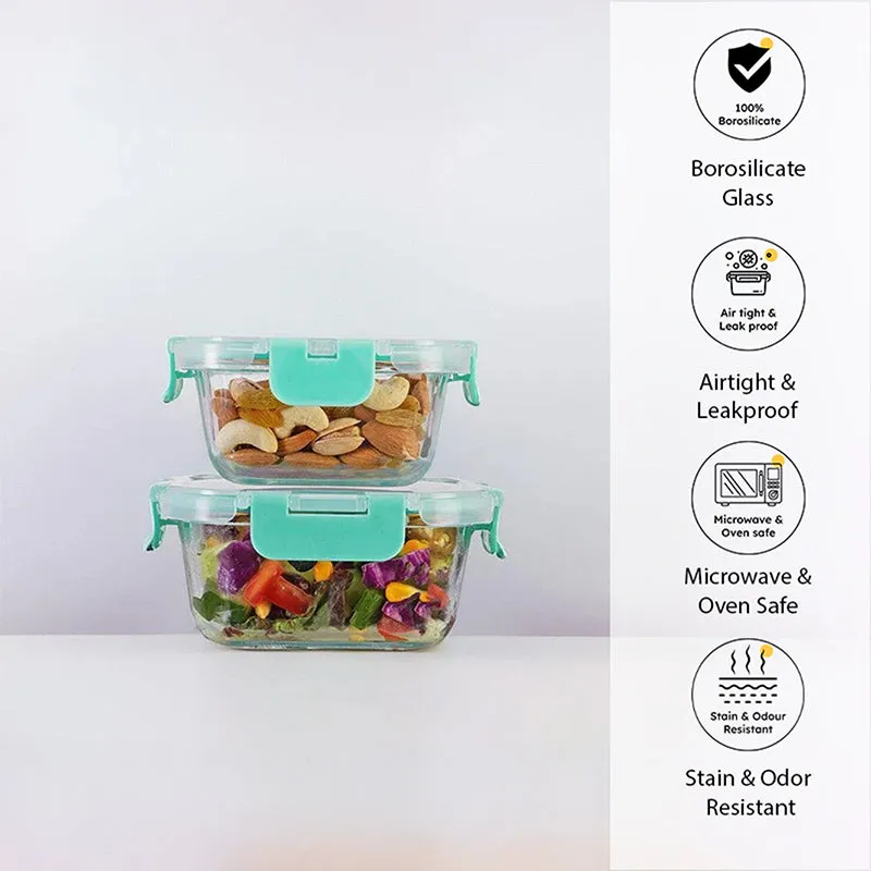 Crusade Square Glass Container (310 & 520 ML) - Set Of Two media 1