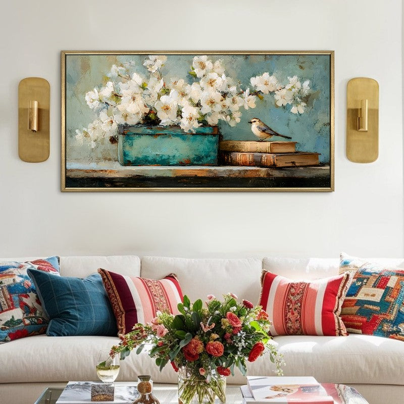 Sparrows Serenity Canvas Wall Painting With Frame