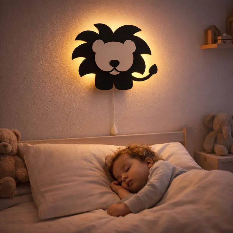 Pureva Lion Battery Operated MDF Wall Lamp - Black media 4