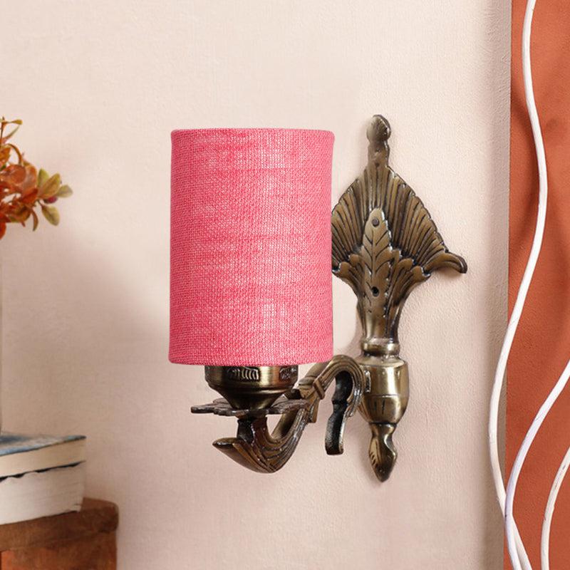 Magda Masique Cylindrical Fabric & Metal Wall Lamp - Pink media 3