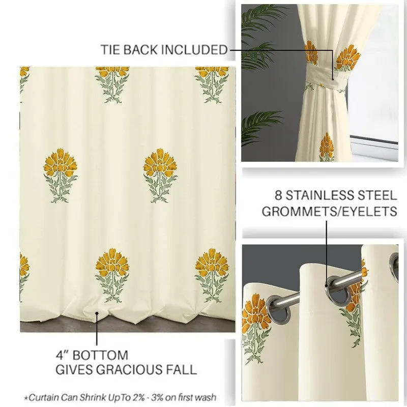 Urban Space Floral Block Multicolor Cotton Curtains - Set Of Two media 6