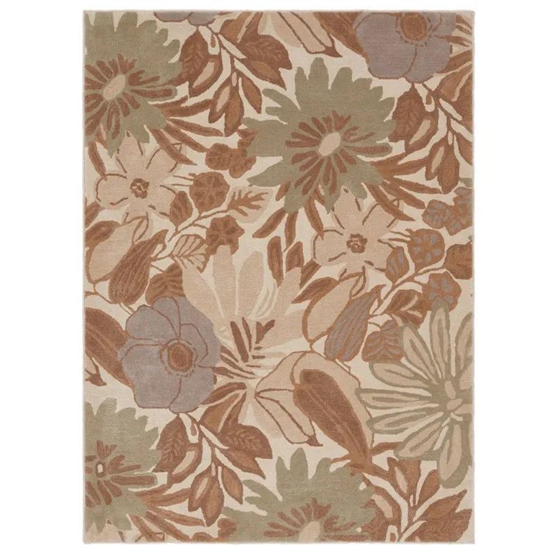 Palantir Hand Tufted Floral Wool & Nylon Carpet - Beige media 1