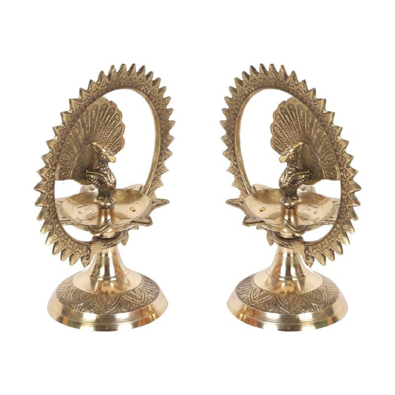 Glory Brass Peacock Diyas - Set of Two media 4