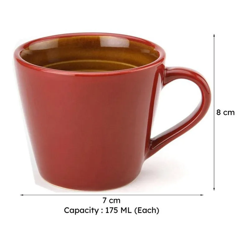 Karvaa Ceramic Tea Cup (175 mL Each)/Red)- Set of Four media 9