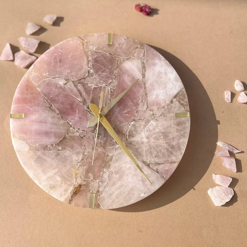 Obelia Handcrafted Agate Wall Clock - Brown media 1