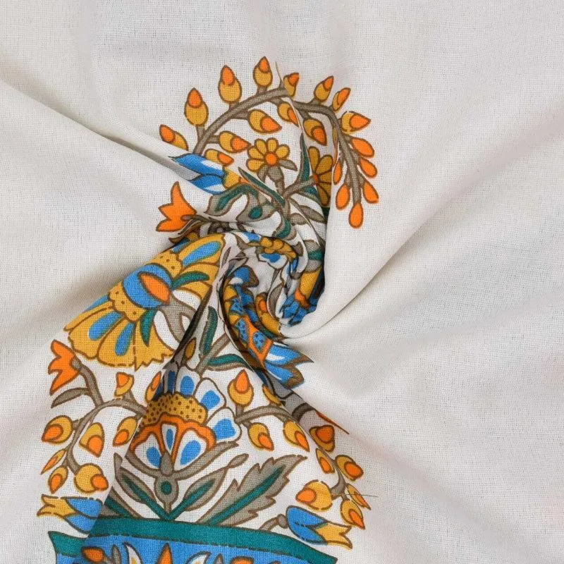 Dishti Ethnic Reversible Cotton Dohar (Yellow & White) - 180 GSM media 4