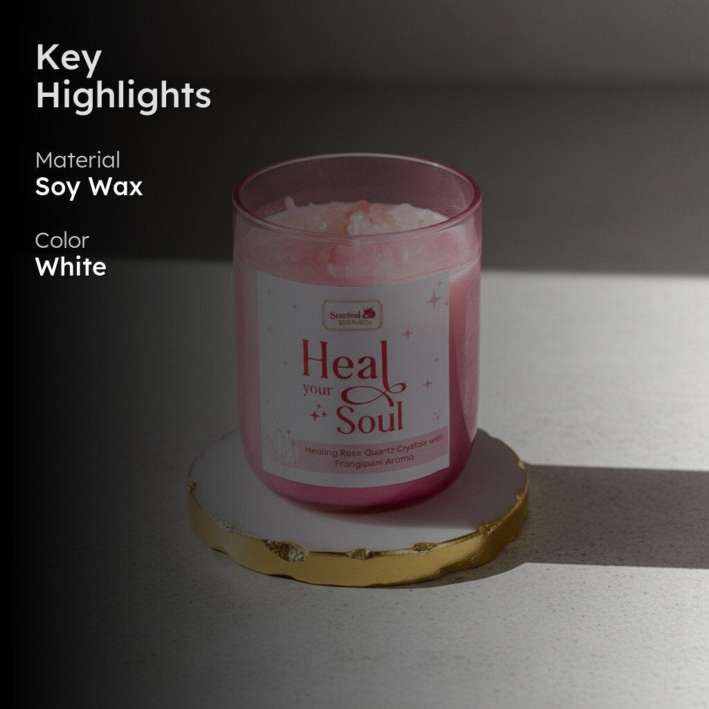 Rose Quartz Crystal Soy Wax Scented Candle media 2
