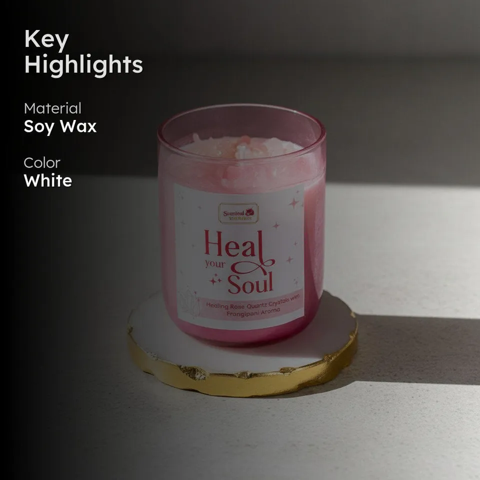 Rose Quartz Crystal Soy Wax Scented Candle media 2