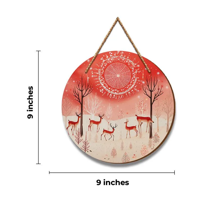 Hooves & Snowflakes Christmas Wood MDF Wall Hanging media 5