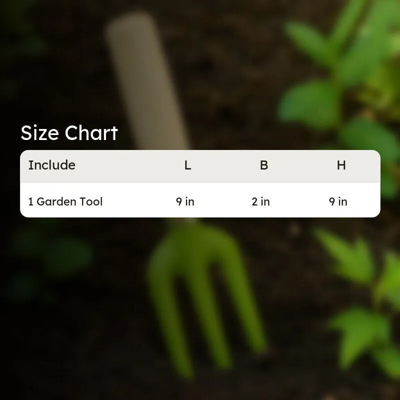 Green garden fork with wooden handle shown in a garden setting
