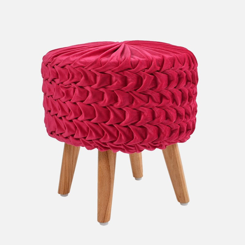 Velora Pink Engineered Wood Ottoman media 3