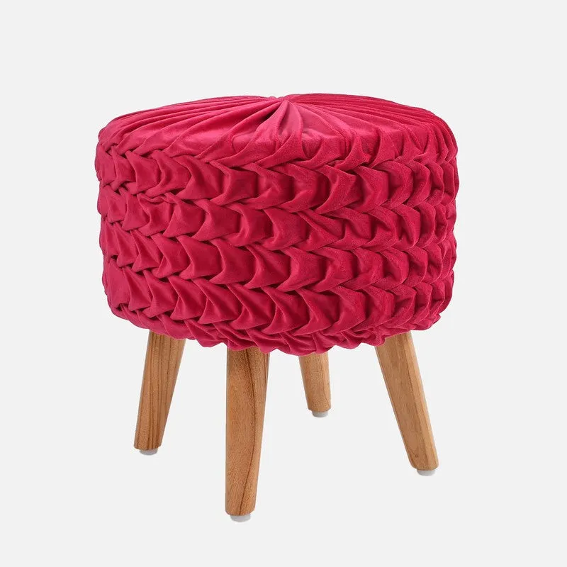 Velora Pink Engineered Wood Ottoman media 3