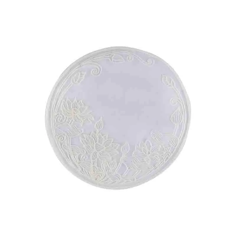 Embroidered French Doily Lotus Coasters - Set Of Six media 3