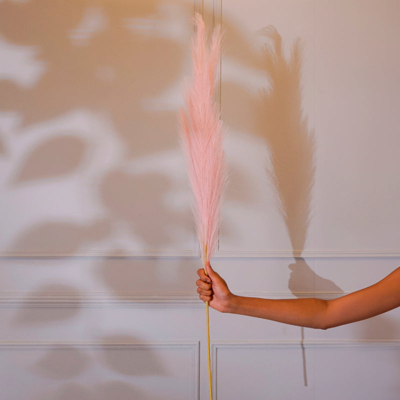Faux Pampas Grass Stick (Pink) - 35 CM