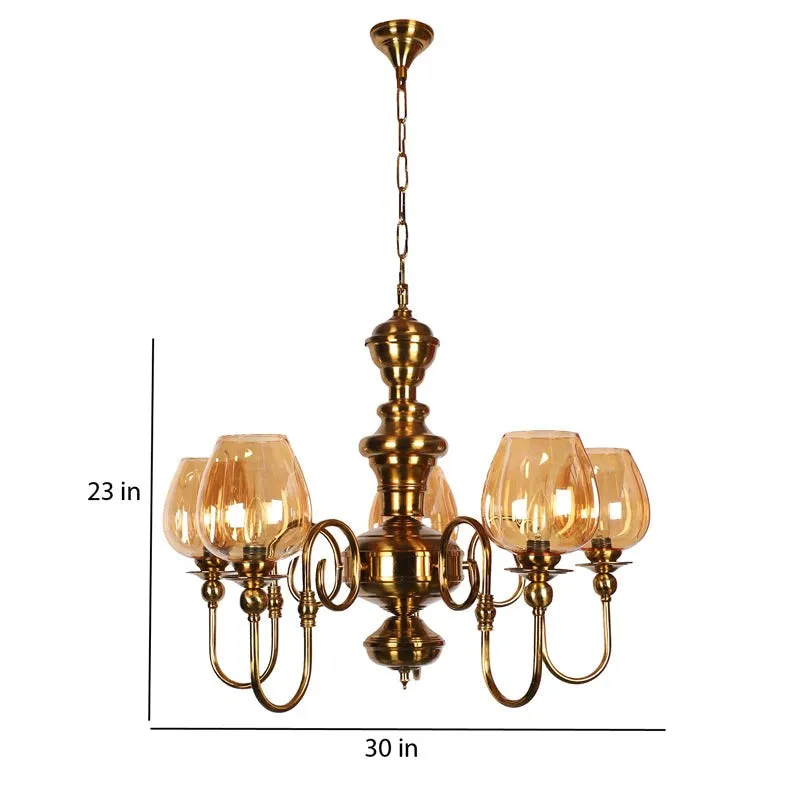 Creslen Luxury Amber Glass Chandelier - Gold media 9
