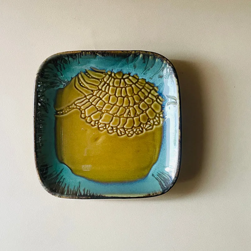 Planar Ceramic Platter - Beige, Teal media 4