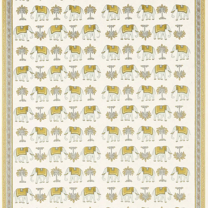 Palms & Tusks Cotton Bedsheet (Yellow) - 144 TC media 4