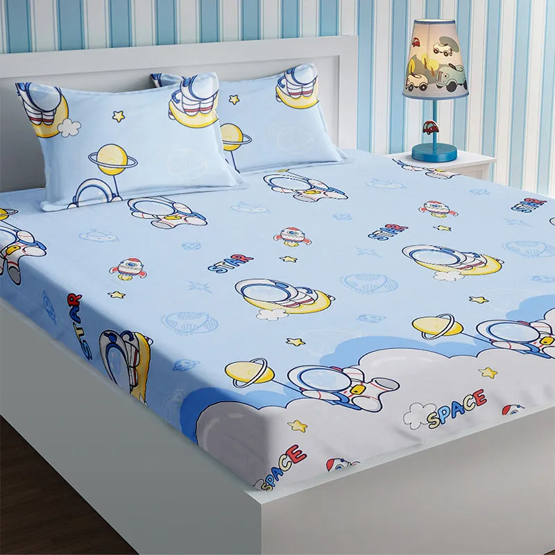 Space Astronauts Kids Cotton Bedsheet - 210 TC media 1