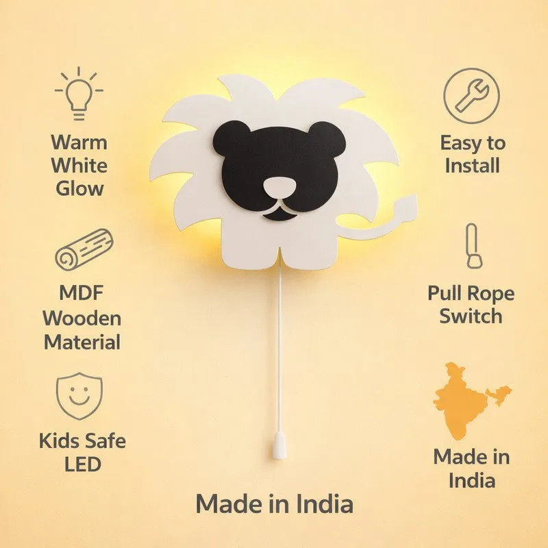 Silenor Lion Battery Operated MDF Wall Lamp - White media 10