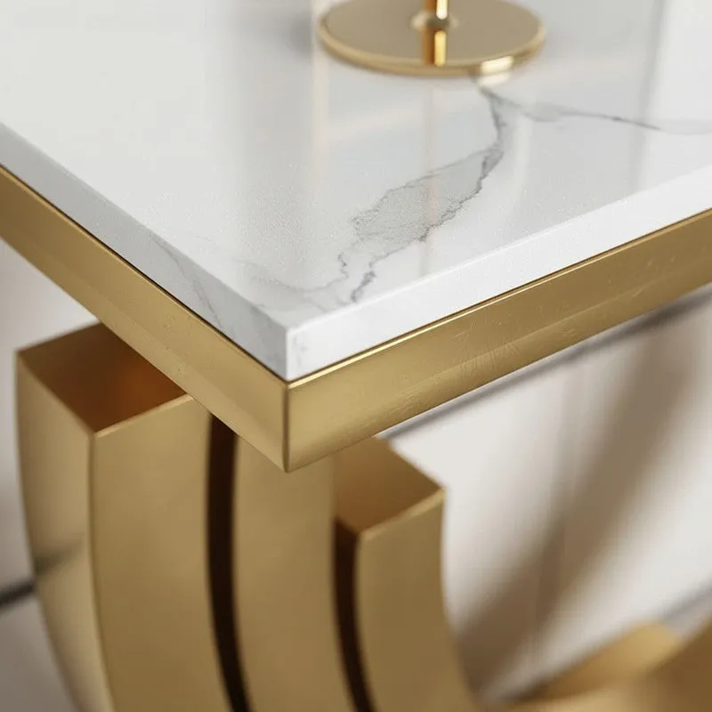Triple Arc Metal Console Table with Marble Top - Medium media 3